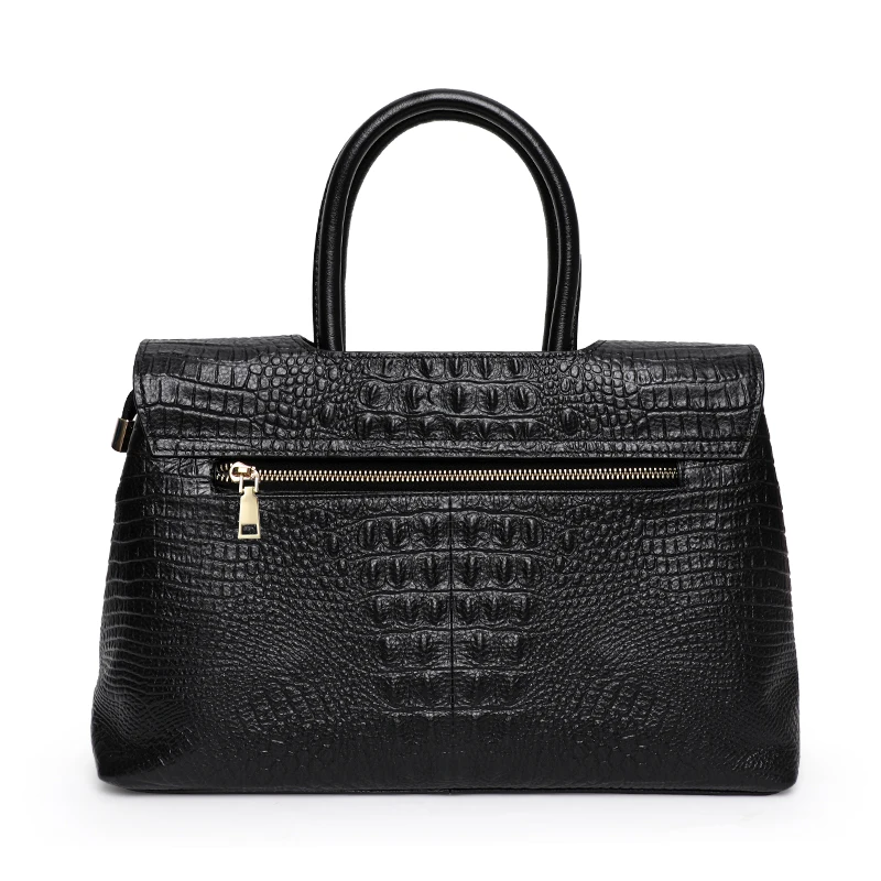 Aidrani Genuine leather  New Women's Handbag with Crocodile Pattern, High Quality Cowhide Material, Black Briefcase