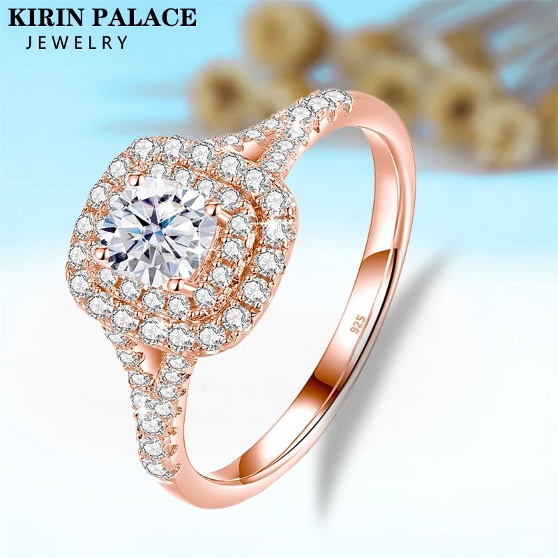 Kirin Palace D Color Round 18K White Gold Plated 925 Silver Moissanite Ring For Men Diamond Test Passed Boyfriend Husband Gift