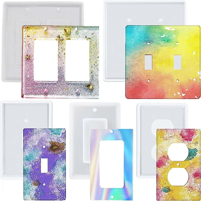 5 Pcs Light Switch Cover Switch Socket Panel Plaster Mold Resin Molds Epoxy Mold For DIY Crafts Making Home Decor