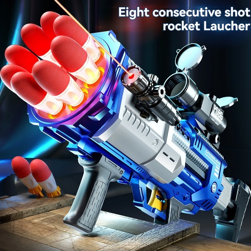 Electric Rocket Launcher Light Bazooka Sound Soft Bullet Gun with Light Dart Kids Boys Birthday Gifts