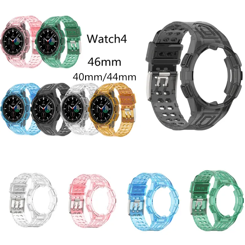 Ins Summer Clear All-in-One cassa dell'orologio cinturino dell'orologio per Samsung Galaxy Watch4 40mm 44mm 46mm cassa dell'orologio di ricambio intelligente