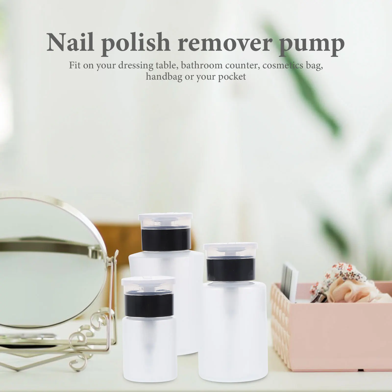 

3pcs 180ML Nail Polish Remover Pump Dispenser 100ML Press Liquid Containers Empty Refillable Bottles For Nail Art Storage
