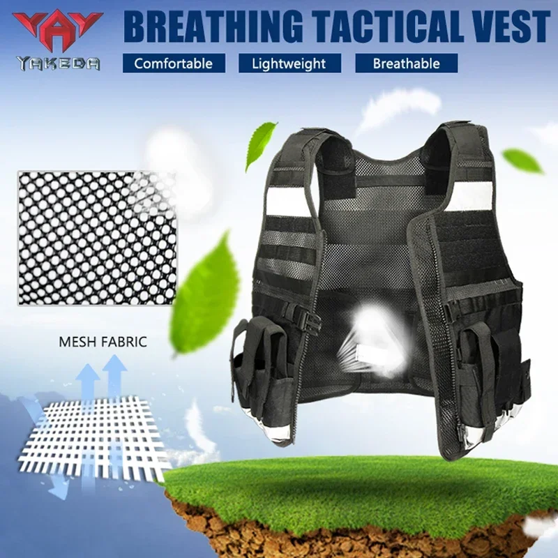 Yakeda Airsoft Tactical Vest Training Body Armor Equipment Combat Vest Protective Plate Carrierr CS Reflective Survival Jacket