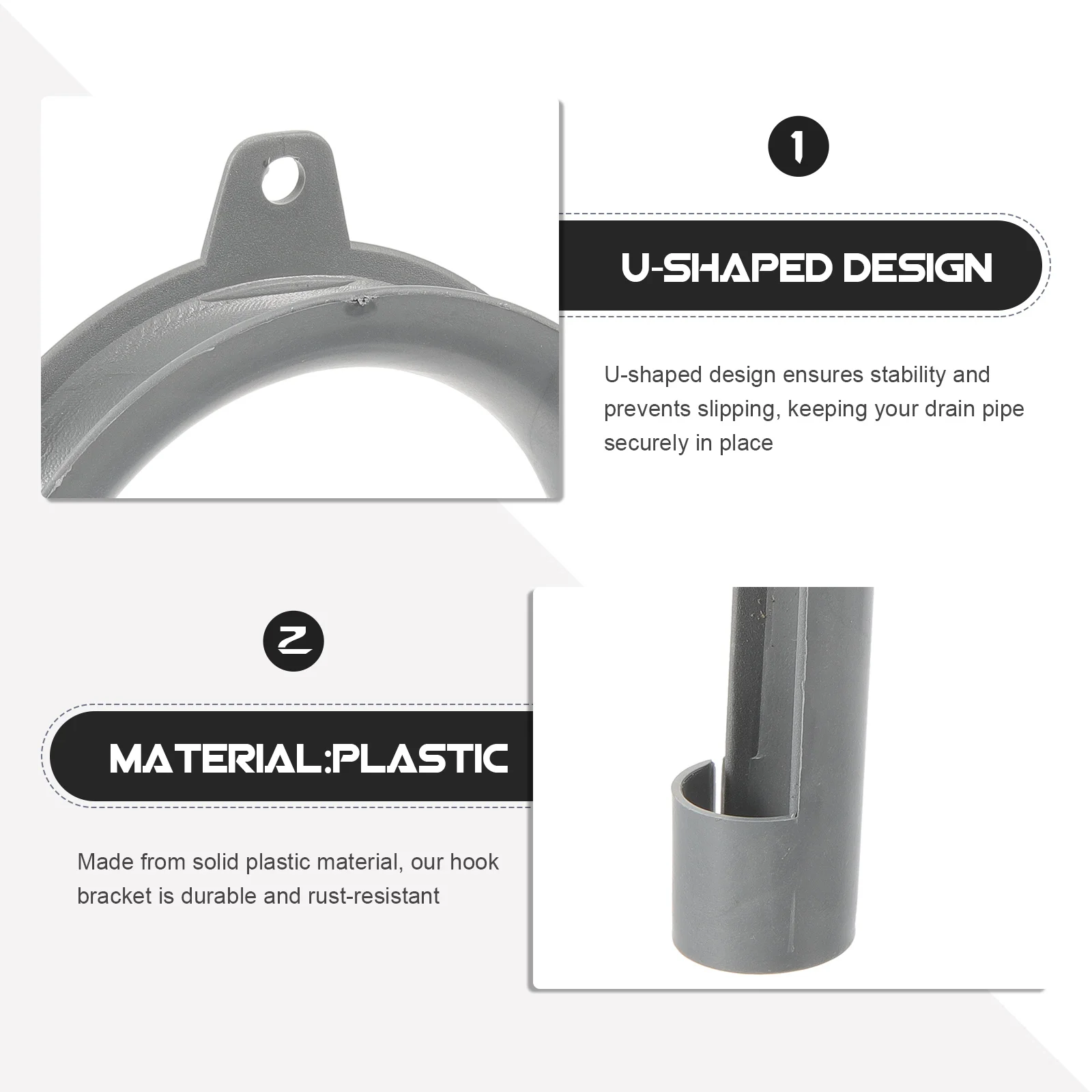 غسالة استنزاف الأنابيب هوك شماعات U على شكل قوس ثابت رقيقة أنبوب خرطوم دليل دائم البلاستيك تنوعا تصميم أداة مجانية #4