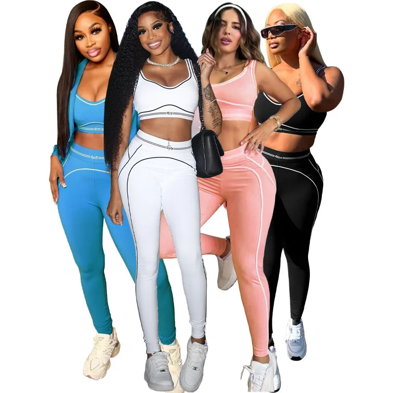 

Women Yoga Wear 2 Piece Set Yoga Bra & Breathable Fitness Trousers High Quality Gym Fitness Sets For Women