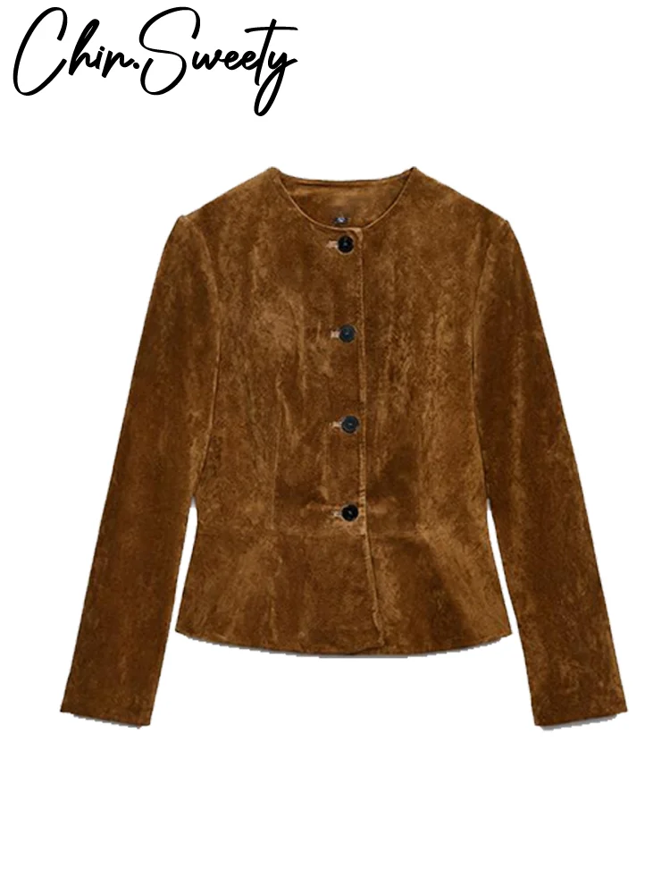 معاطف نسائية عصرية غير رسمية بأربطة وأكمام طويلة ورقبة دائرية سترات نسائية متينة واحدة الصدر لخريف 2025 ملابس خارجية نسائية جديدة للشارع