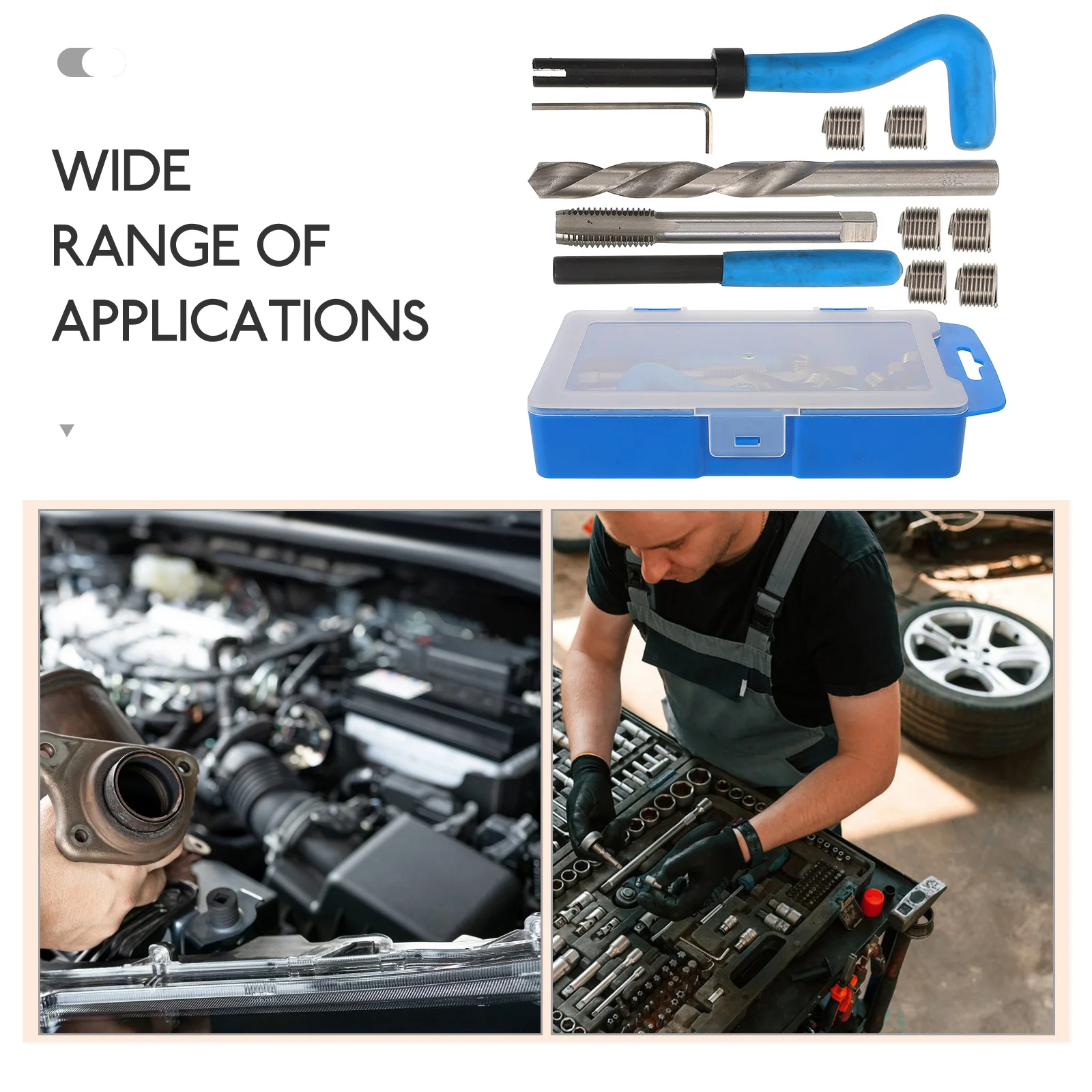 

Thread Repair Set M10x1.5 Carbon Steel Sleeve Thread Repair Tool Set Inserts for Stripped Threads Automotive Fixing Kit