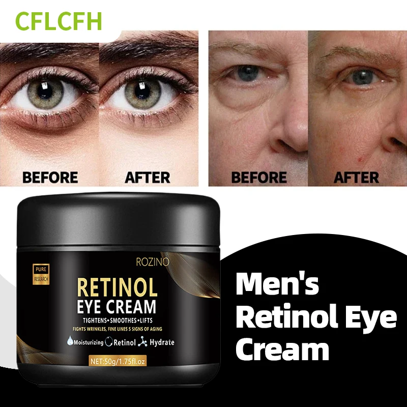 Men Retinol Eye Cream Anti Dark Circles Anti-Wrinkle Fades Fine Lines Remove Eye Bags Lifting Firming Brighten Moisturizing Care