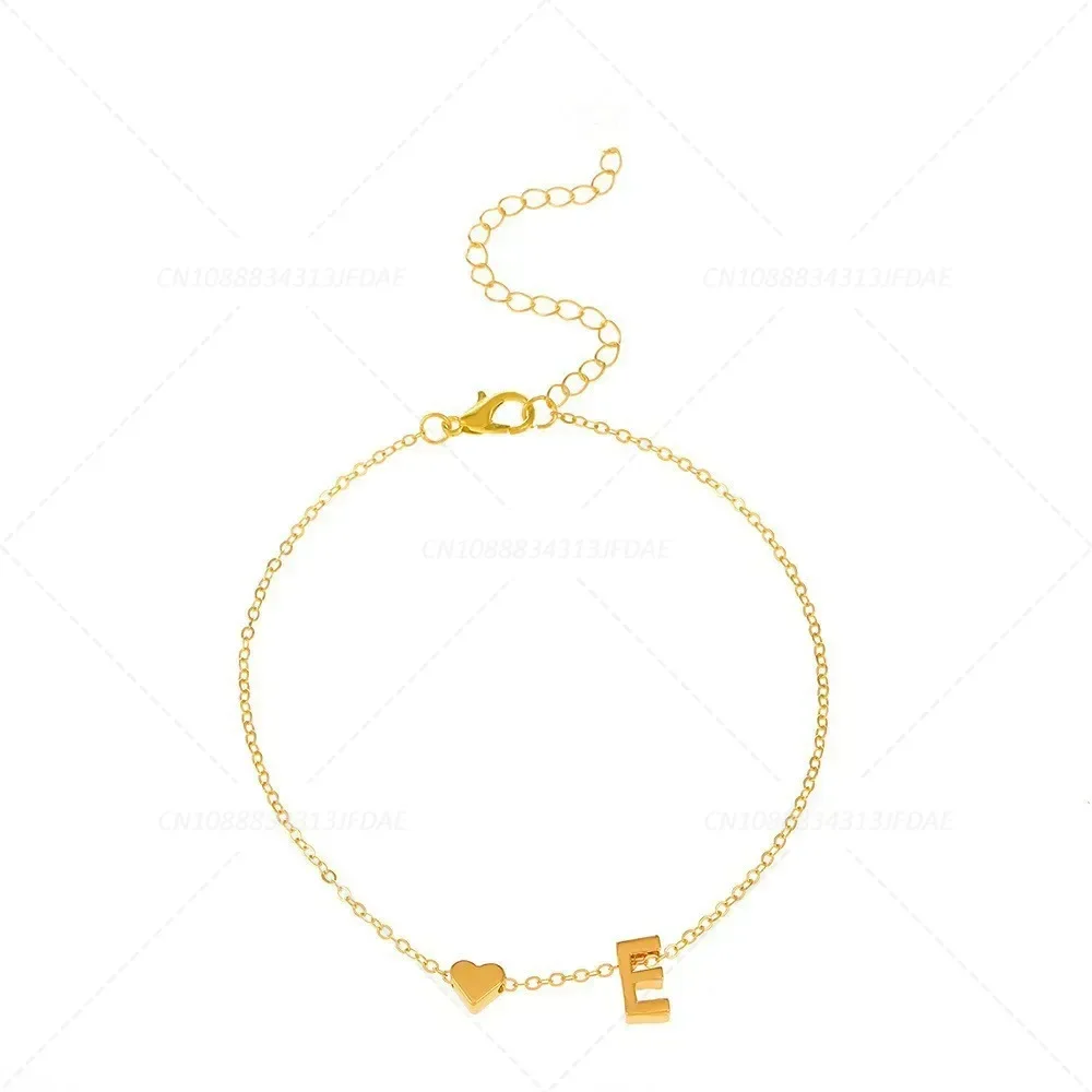 Fashion English Initial Letter Heart Bracelet DIY Personalized Name Bracelets Girls Women Anniversary Jewelry Gifts