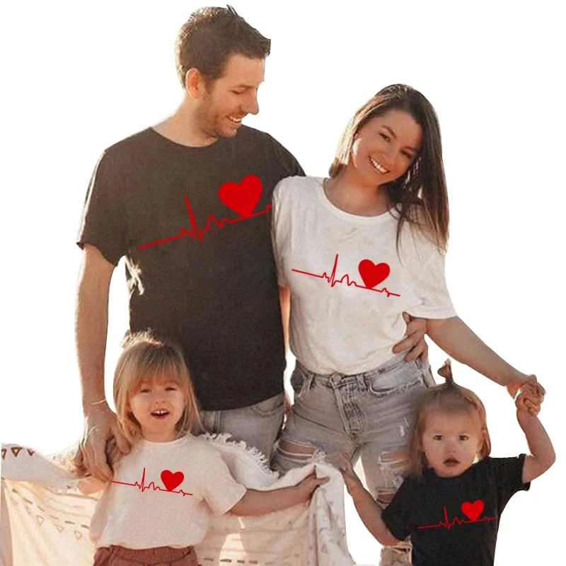 Love My Family Clothing Sets Summer Mother And Daughter Short Sleeve Family Matching Outfits Baby Clothes Mother Kids T-shirt