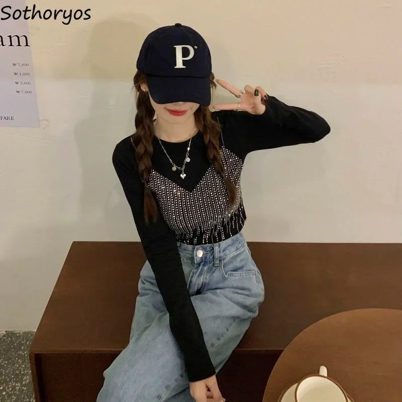 

T-shirts Women Stylish Ulzzang Inside Hot Sale Slim Femme Popular Comfortable Long Sleeve All-match Basic Chic Mujer Camisetas