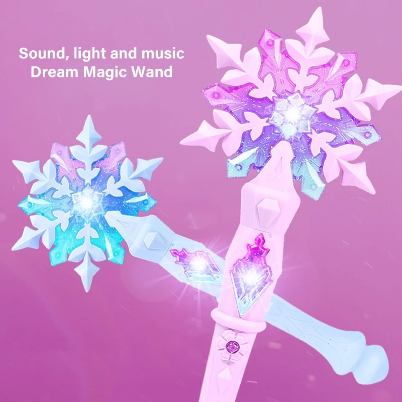 الأميرة السحرية العصا المتلألئة LED العصا الموسيقية باليد السحرية العمليات السهلة لنشاط لعب الأدوار للأطفال