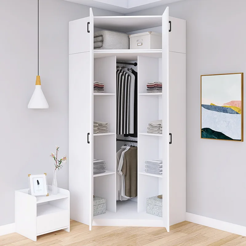 90-Degree master bedroom corner wardrobe household bedroom small apartment solid wood corner 7-character L-shaped desk
