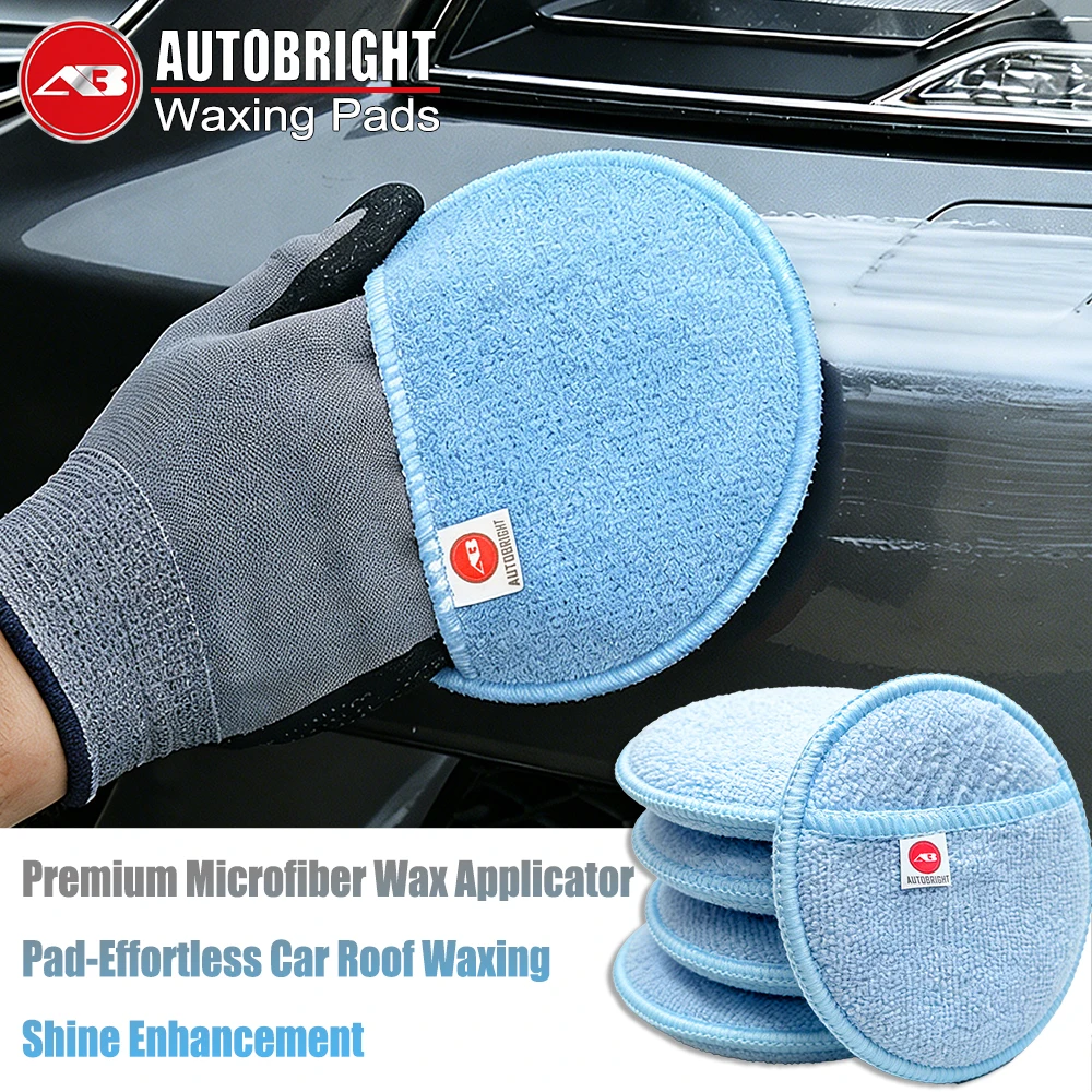 AUTOBIGHT Car Pocket Waxing Sponge Polishing Waxing Pad 5 Inches Fiber Sponge Pad Soft Foam Waxing Sponge Car Waxing Tool