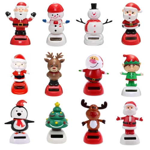 Adorno navideño para coche, baile Solar, árbol de Navidad, muñeco de nieve, Papá Noel, alce, columpio automático, decoración Interior de coche, 2024