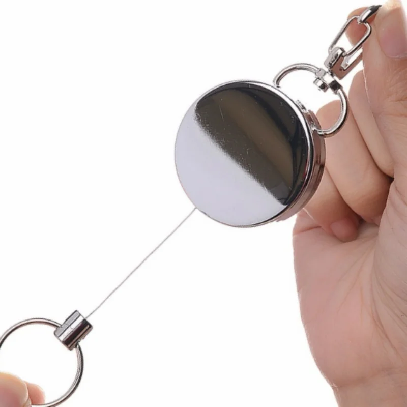Metal Wire Keychain Badge Reel Employee\'s Pass Work Card Clips Easy Pull Keyring Retractable Badge Holder Reels Clip for Staff