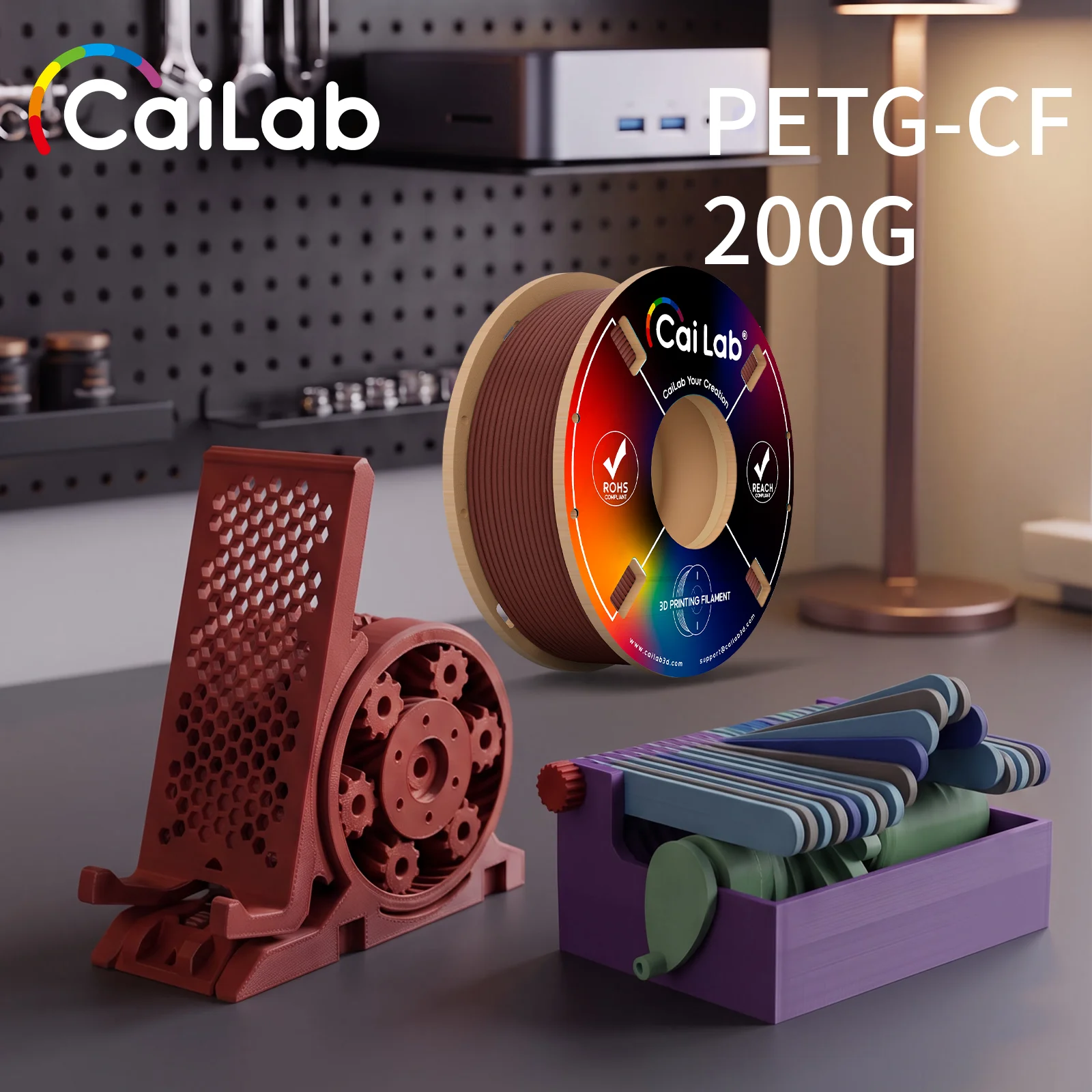 Cailab PETG-CF Carbon Fiber 3D Printing Filament 200g 1.75mm High Quality For Custom Mechanical Parts Brackets Housings Tools