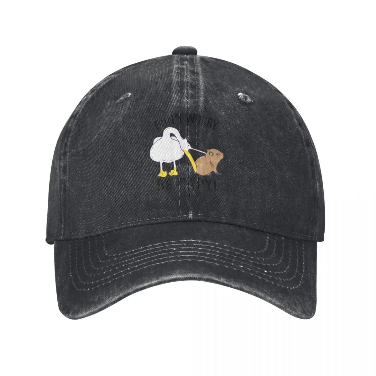 No te preocupes, sé capaz. Gorra de béisbol divertida con diseño de capibara naranja, gorra personalizada negra, nueva gorra para niño, niña y mujer
