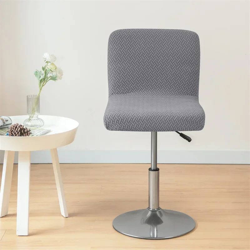 Soild Color Elastic Bar Stool Chair Cover Jacquard Short Back Chairs Covers Dining Room Kitchen Stretch Footstool Seat Slipcover