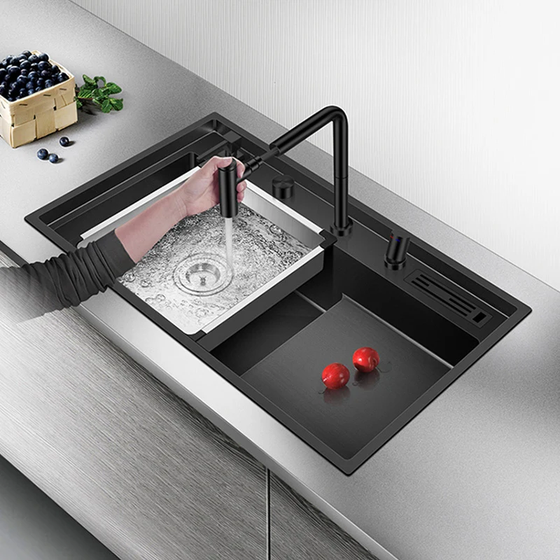 ASRAS Luxury Stepped Nanometer Sink 4mm Thickness 220mm Depth 304 Stainless Steel Handmade Stepped Kitchen Sinks