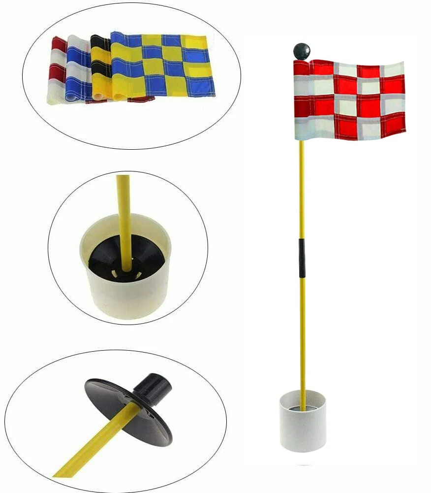 CRESTGOLF Golf Hole Pole Cup Flag Stick for Backyard Practice Detachable Portable Golf Putting Green Flagstick 1 Set