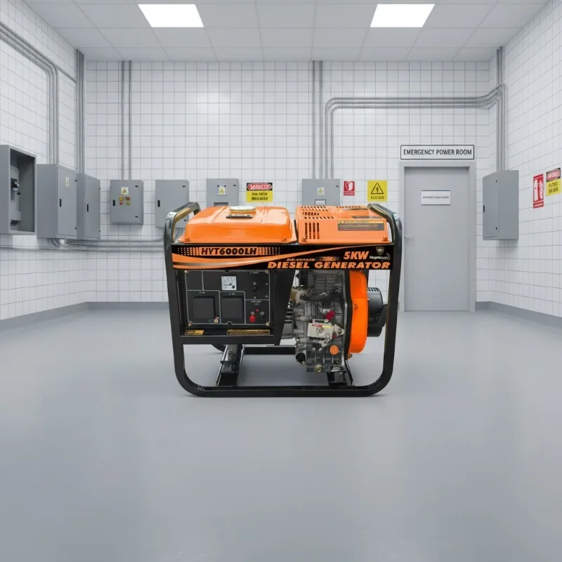 Fuel-efficient 5KW Portable Diesel Genset 60Hz Open Frame Air Cooling System Recoil Start 3600RPM Hospital Backup Use