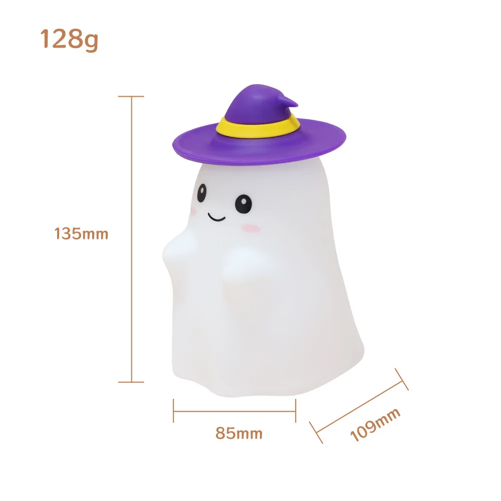 Halloween New Ghost Wizard Hat Night Light regalo creativo per bambini Sleep Light Bedhead Silicone Warm Color Patting Light