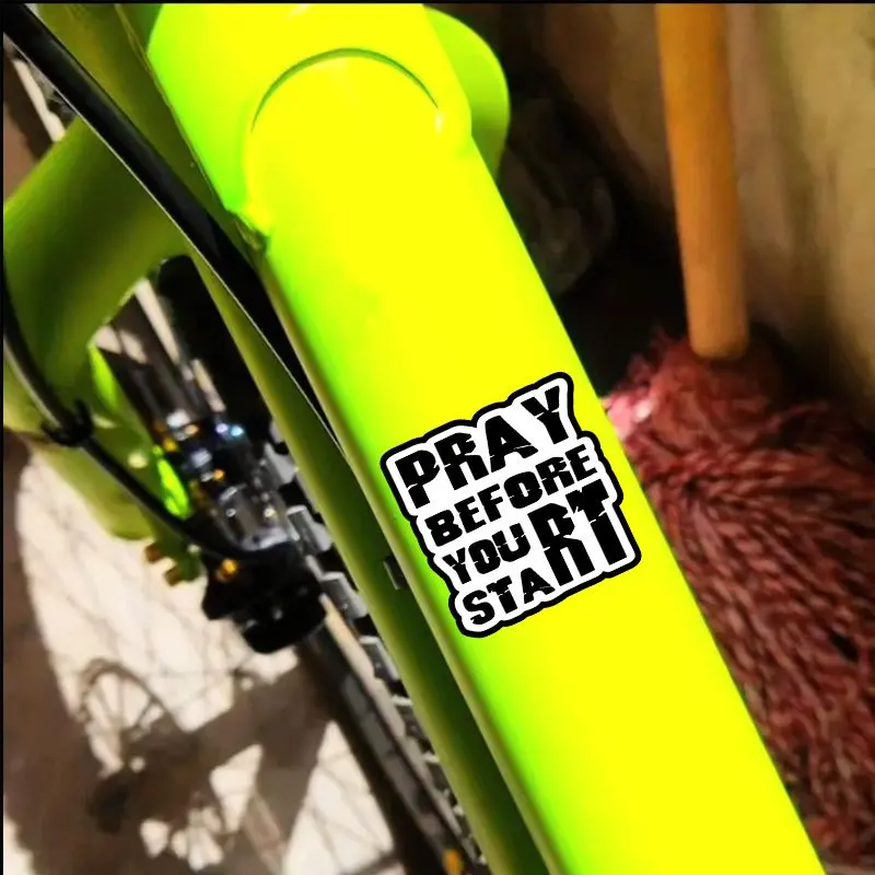 

2Pcs/set "Pray Before You Start" Waterproof Vinyl Sticker for Motorcycle Helmet Bike Frame Car Body