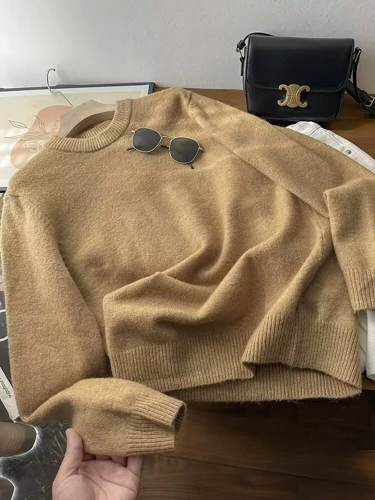 

Мягкий, приятный для кожи шерстяной вязаный свитер, повседневный мужской длинный круглый свитер Sve Ne, удобный универсальный зимний топ