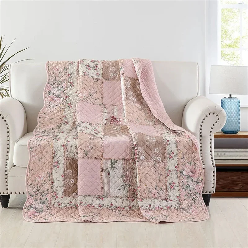 Vintage Floral Cotton Quilt Bedspread on The Bed Applique Duvet Quilted Blanket Padding Coverlet Plaid Cubrecam Bed Cover Colcha