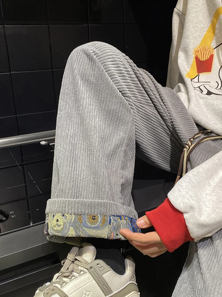 خمر سروال قصير بني الرجال طويل القامة مستقيم الساق ملابس العمل بنطلون درا يشعر سراويل تقليدية منتصف منخفضة الخصر فضفاضة تناسب #3