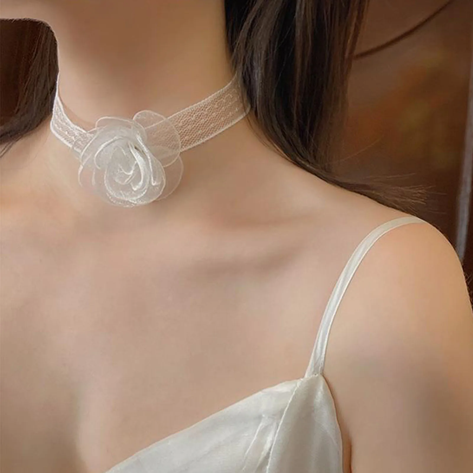 Lace Ribbon Tie Headband With Rose Decor, Adjustable Lace Up Hair Wreath For Wedding Bridesmaid Date Shopping Women