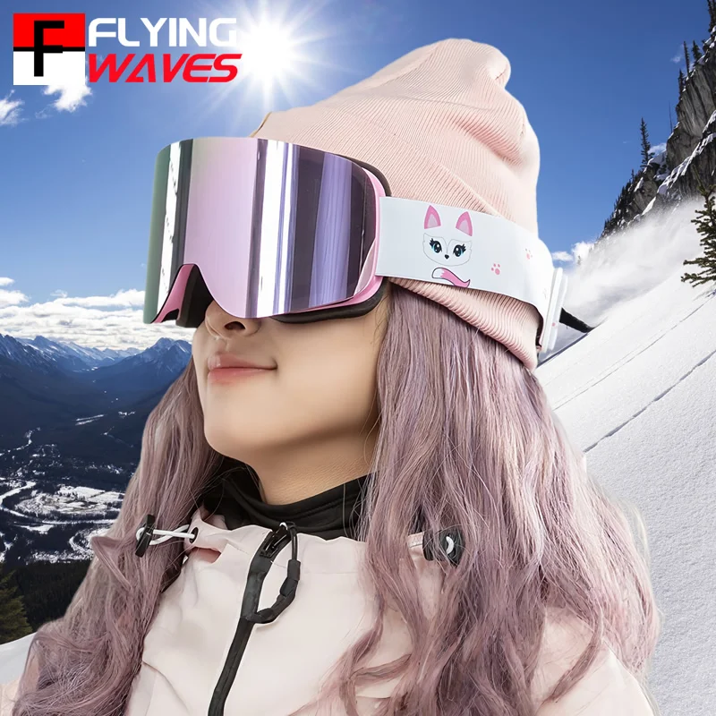 

Full REVO Lens Frameless Ski Goggles Double Lens Anti Fog UV400 OTG Skiing Eyewear Snow Protection for Youth Adult Women Men