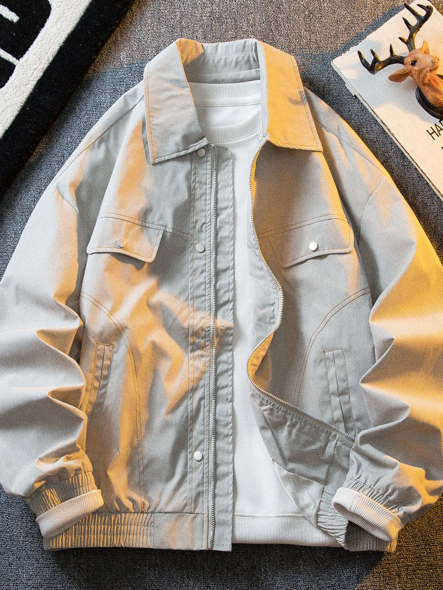 

Мужская куртка из искусственного денима в стиле ретро в американском стиле Barn Sle, весенне-осенняя модная высококачественная рабочая одежда с воротником, верхняя одежда