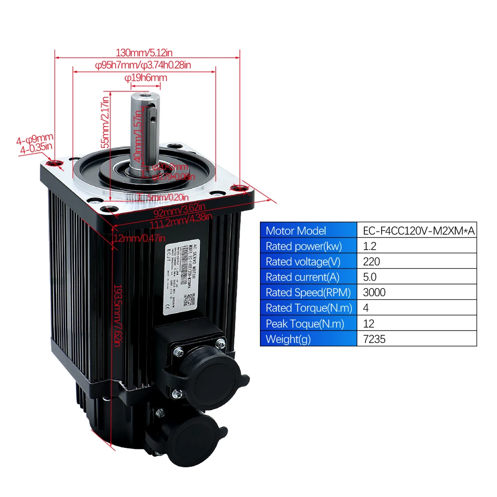 1.2KW New arrival 1200W 220v AC Servo motor 110ST-M04030 4Nm 3000RPM +driver +3m power cable encoder cable for CNC