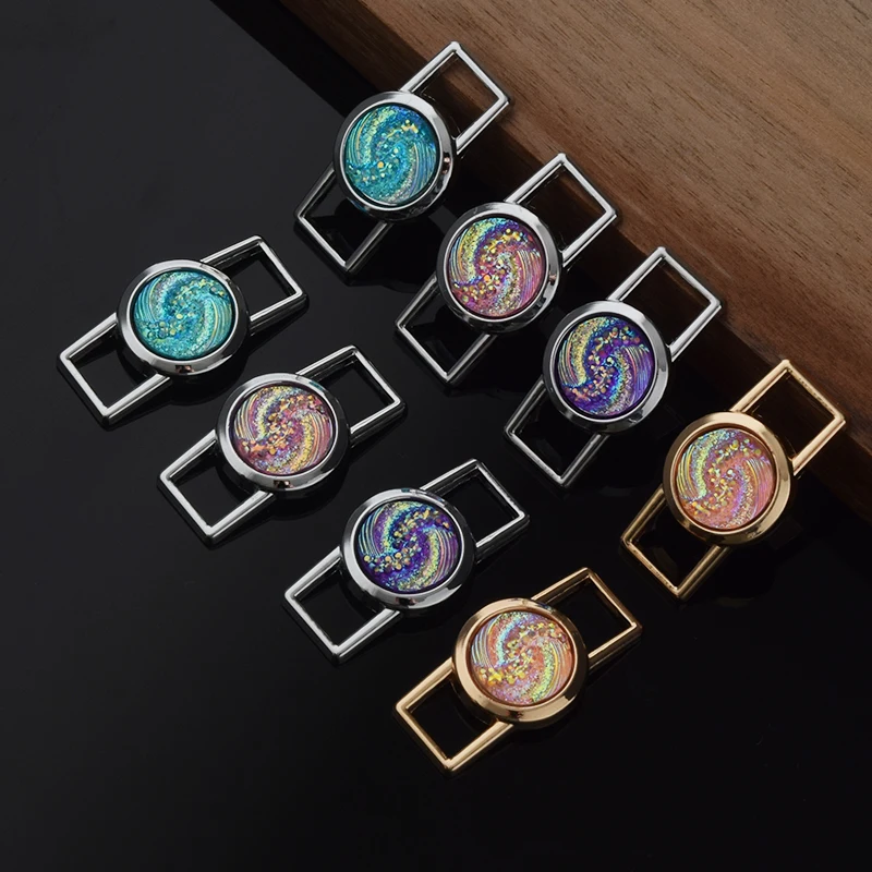 1 Pair Luxury Nebula Shoelaces Metal Buckle Shoe Charms Shoelace Decorations Sneakers Lock for Shoes Accessories Women Man