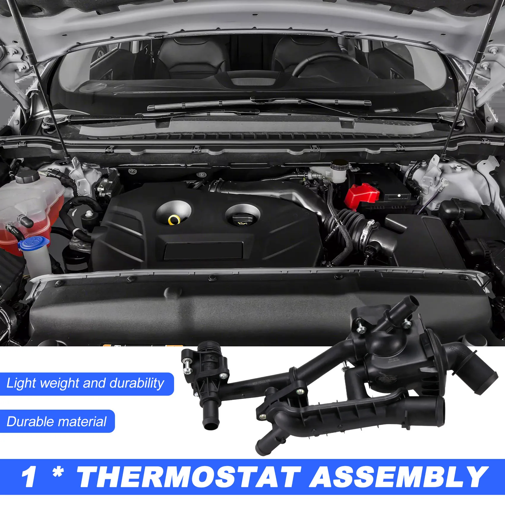 

Plain Engine Coolant Thermostat Assembly For Ford Focus 2018-2019 1.0T H6BG8575BA GK2A12A648AA GK2Z12A648A W790446S900