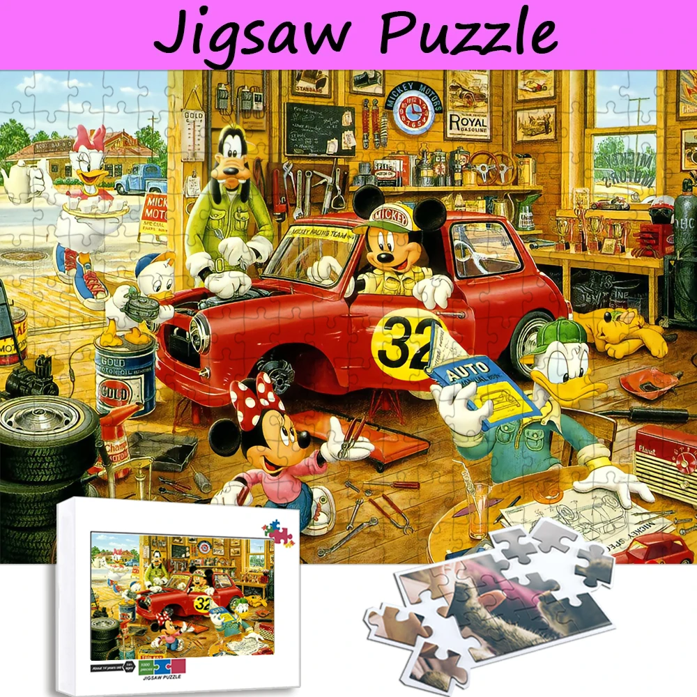 300/500/1000 Pieces Disney Mickey Mouse Jigsaw Puzzles Mickey Minnie Donald Duck Wooden Puzzle for Children's Educational Toys