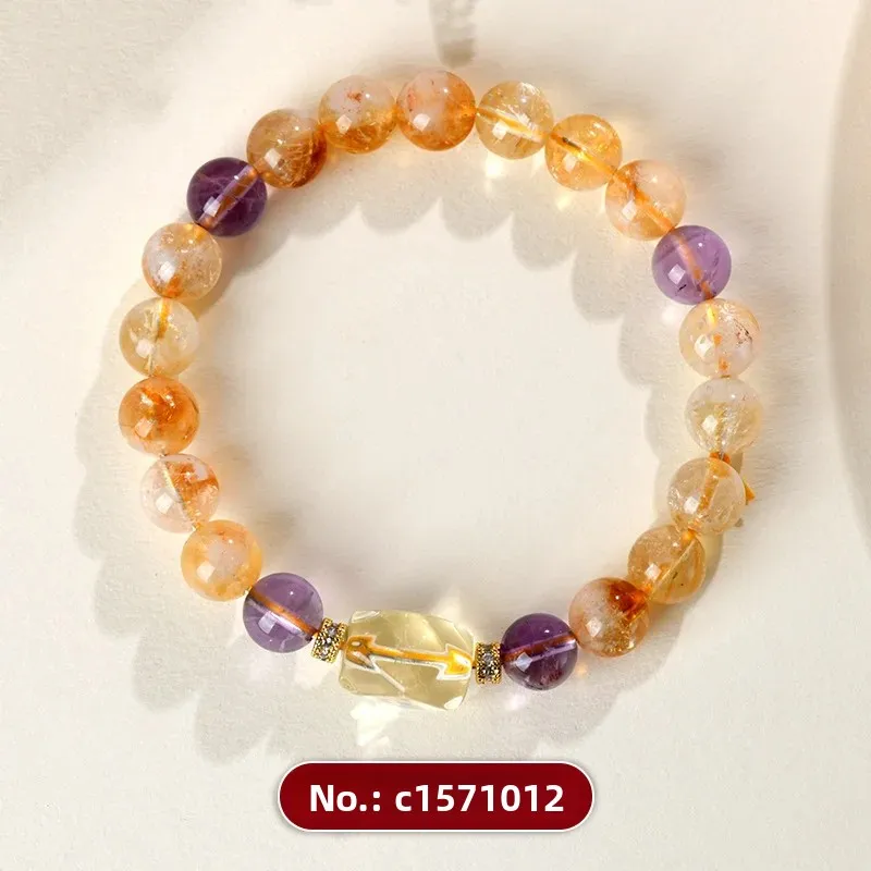 Natural Yellow Tower Crystal Bracelet Women's Hair Color Hand String Classic Chinese Fashion Original Ins High-end Beads Jewelry