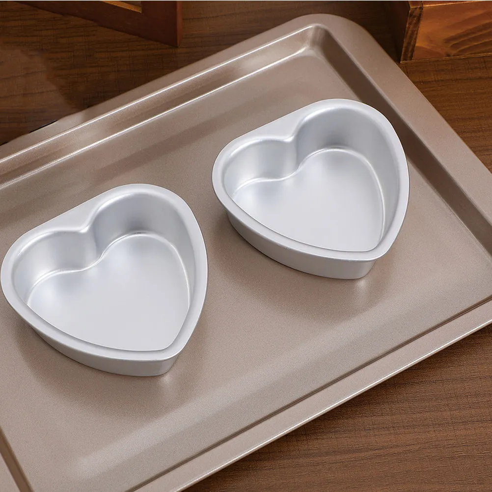 4Pcs Heart Shaped Aluminum Cake Mold Set 4 Inch Oven Safe Non-Stick Baking Pan Ideal for Heart Cake Pudding Tart Cupcake