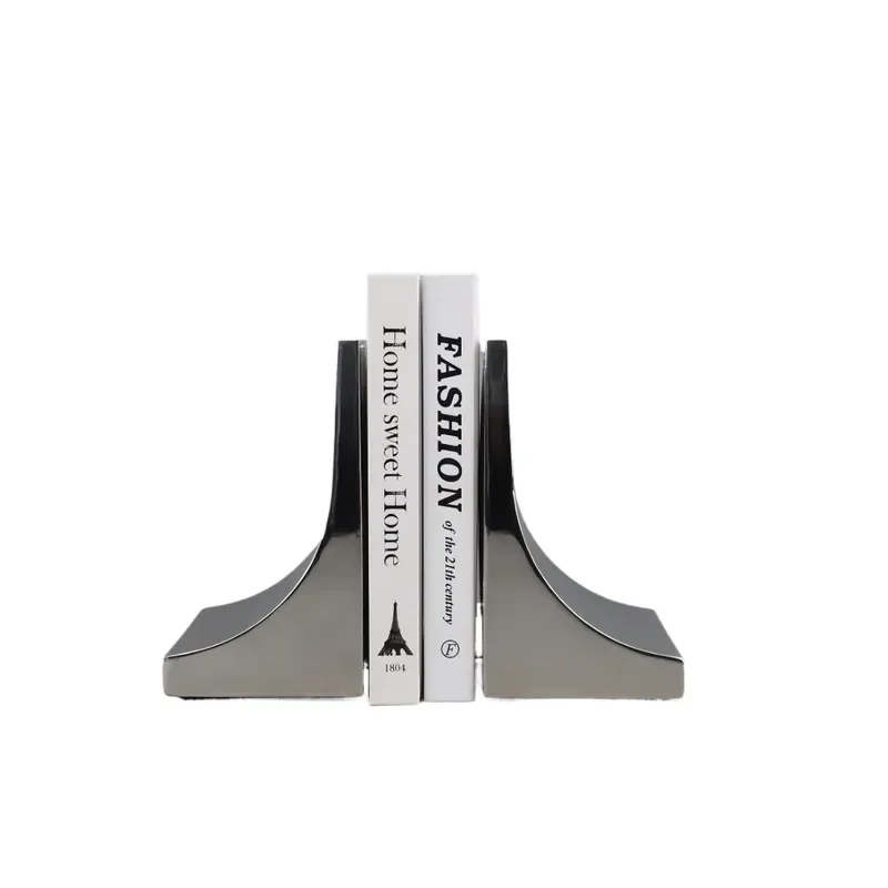 Modern Simple Stainless Steel Triangular Curved Book File Ornament for Living Room Bedroom Entrance Study Desktop Home