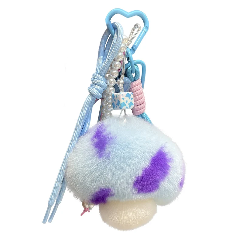 พวงกุญแจตุ๊กตาขนกระต่ายน้อยน่ารัก รูปเห็ด ของตกแต่งกระเป๋าเรียน