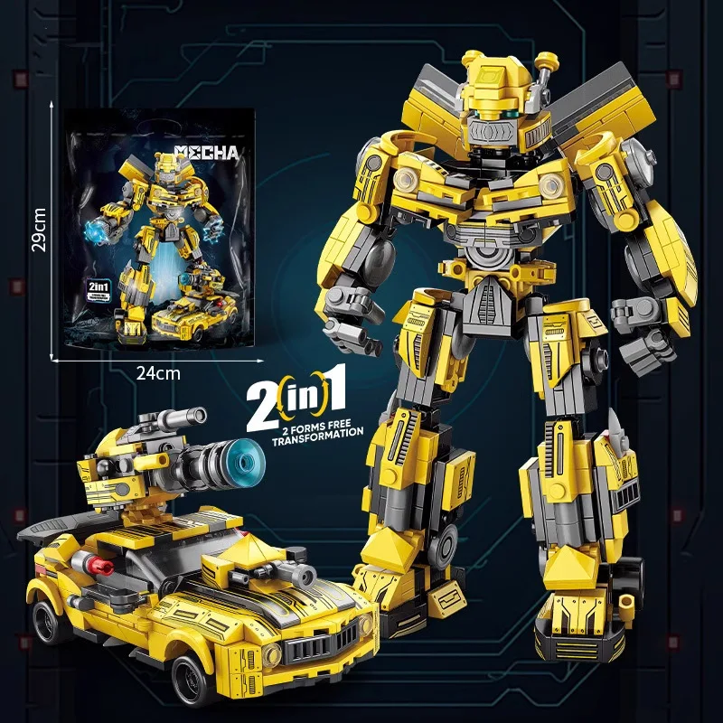 Autobots Decepticons Building Blocks Transformation Robot Children Educational Assembly Car King Kong Brick Assemble Toy Gift