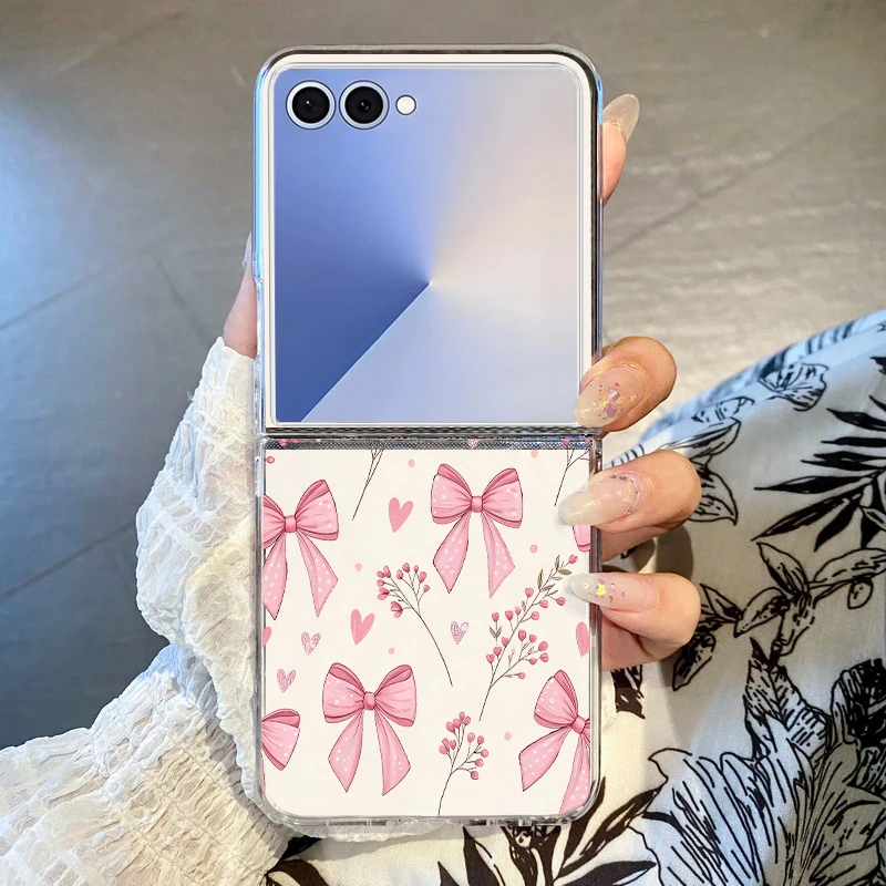 Handyhülle mit Schmetterlingsblumenmuster für Samsung Galaxy Z Flip 7, FE 6, 5, 4, 3, 5G, harte PC-klare Klappabdeckung für Samsung Z Flip7