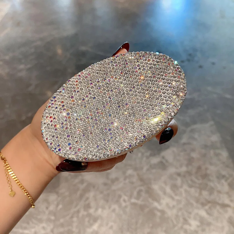 Luxurious Diamond Inlaid Mini Cushion Pocket Comb Portable Smooth Styling for Curly Hair Home Use Hairdressing Tool