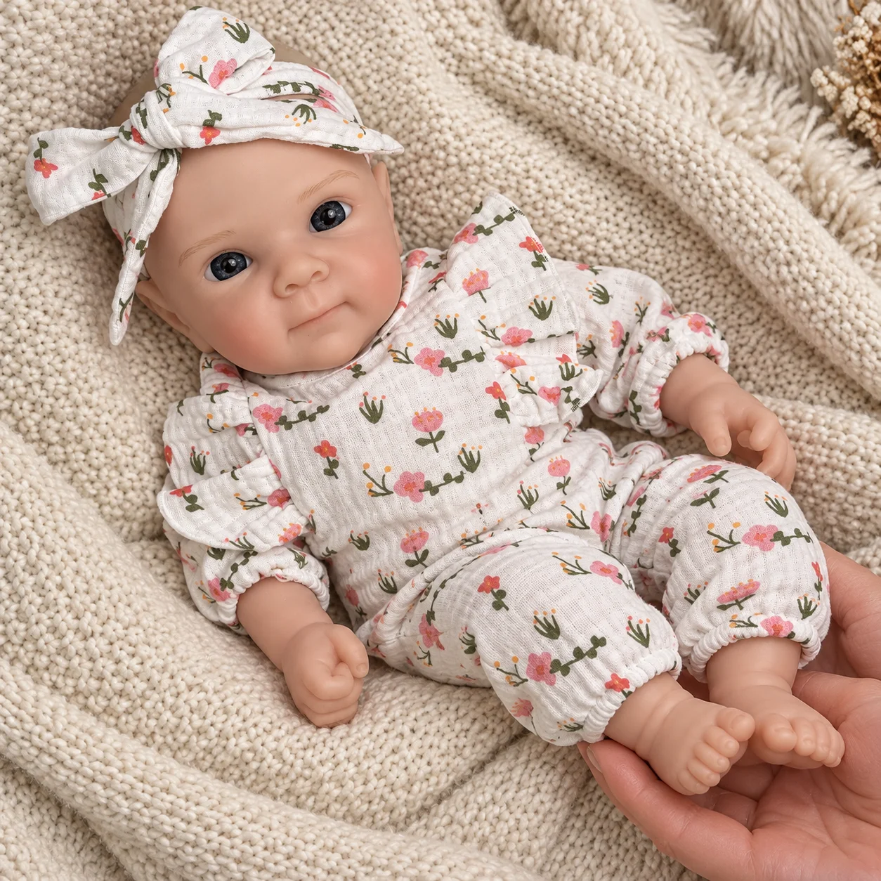 20 Inch Bald Reborn Baby Doll Open Eyes Cute Full Silicone Body Art Collectible Doll Washable Display Gift for Doll Collectors