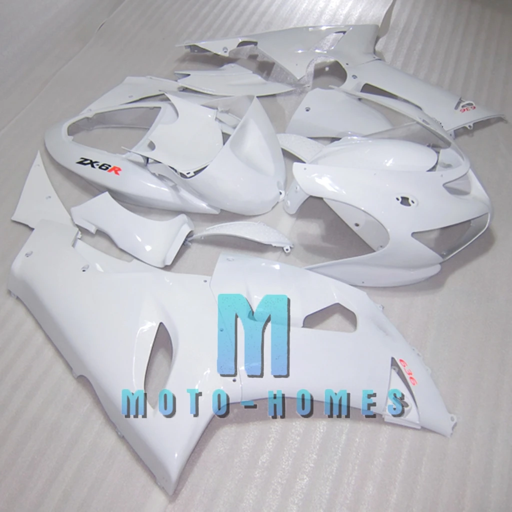 Prime Injection Fairing Set for ZX-6R 2005 2006 Kawasaki Ninja 636 ZX6R 05 06 Road Racing Body Repair Rebuilding Bike Full White