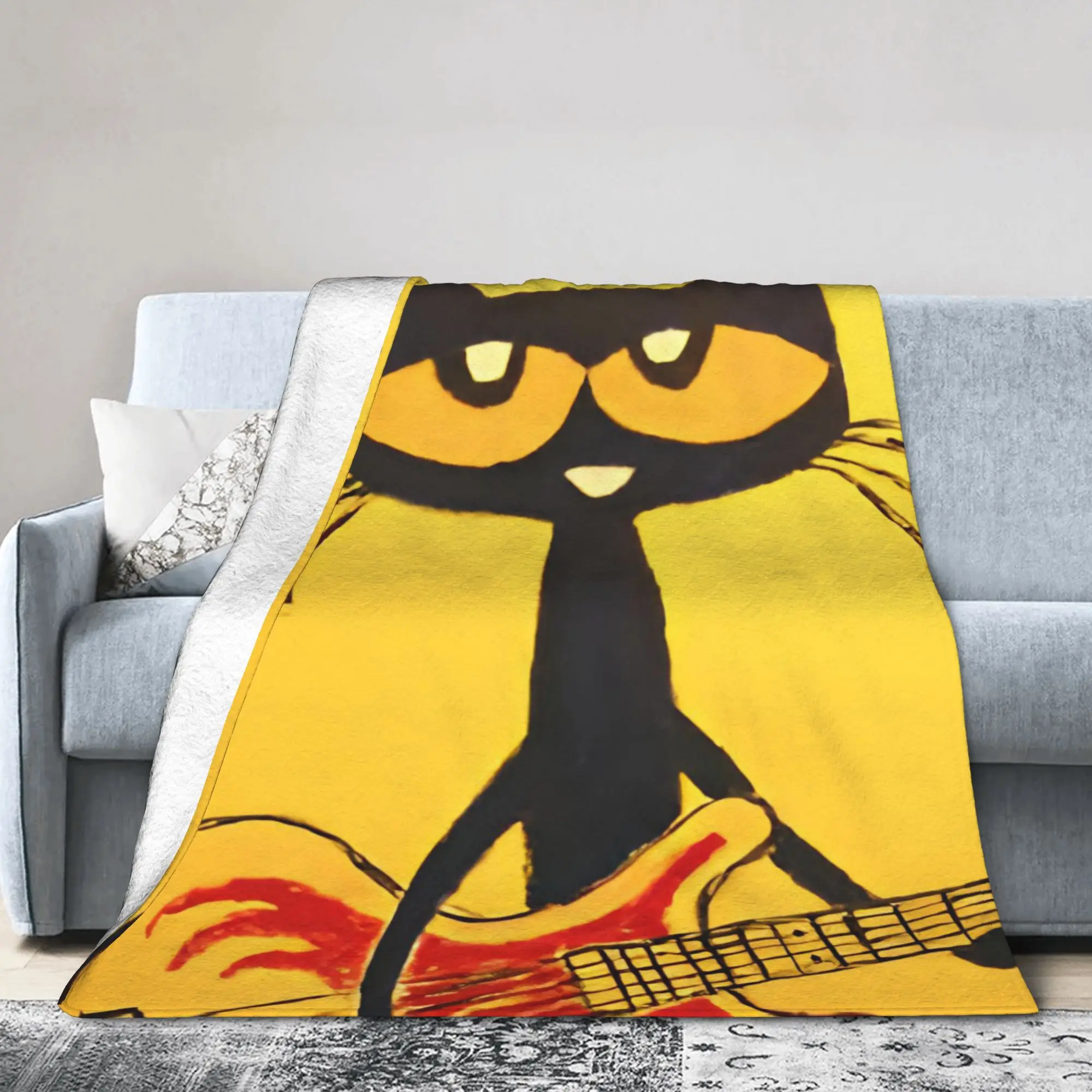 Pete the Cat  Blankets Cool Kitten Fuzzy Throw Blankets Airplane Travel Decoration Soft Warm Bedspreads