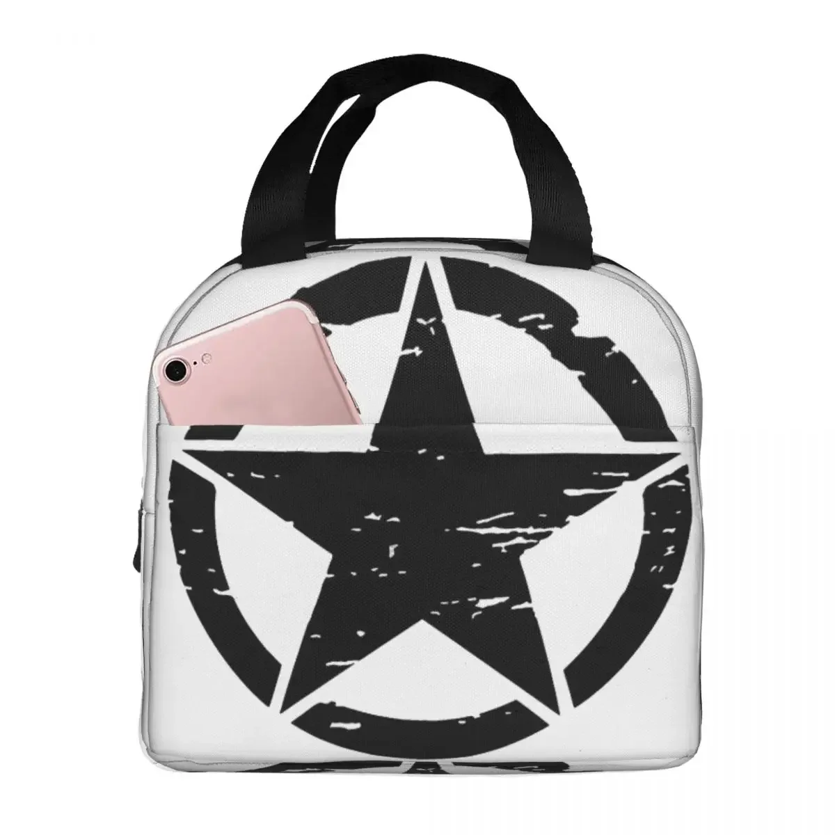 Military Tactical Army Star Insulated Lunch Tote Bag for Women Portable Cooler Thermal Food Lunch Box Work School Travel
