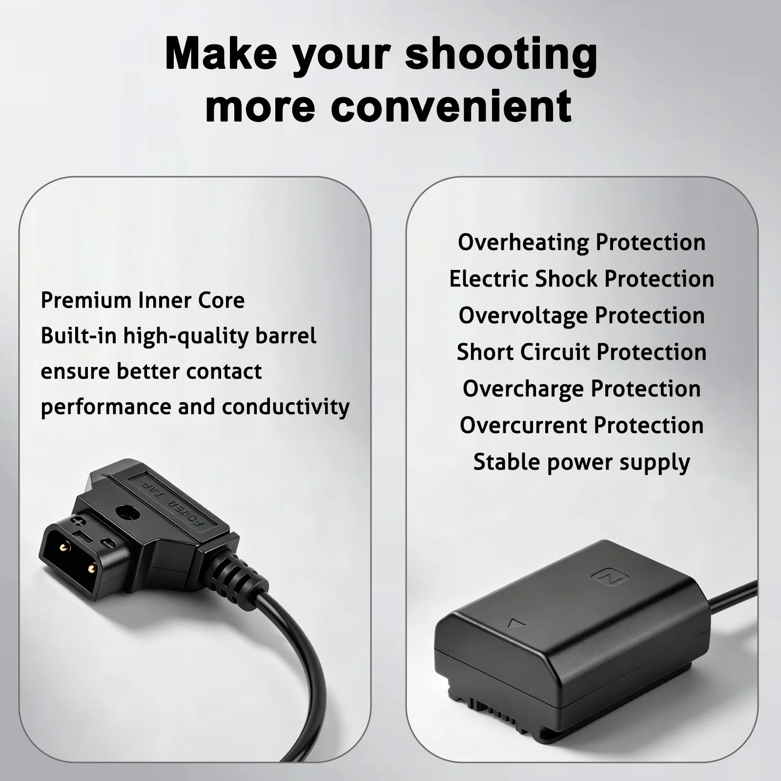 D-TAP Dummy Battery for DMW-BLK22 NP-W126 NP-FZ100 NP-FW50 LP-E6 LP-E18 EN-EL15 EN-EL14 EN-EL25 NP-W235 NP-F550 DC Coupler
